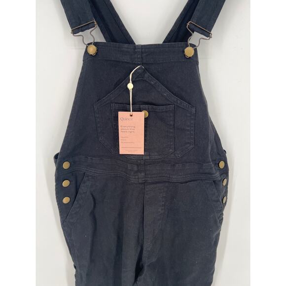 QUINCE Black Organic Stretch Cotton Twill Relaxed Overalls NWT Size Small - Picture 10 of 10